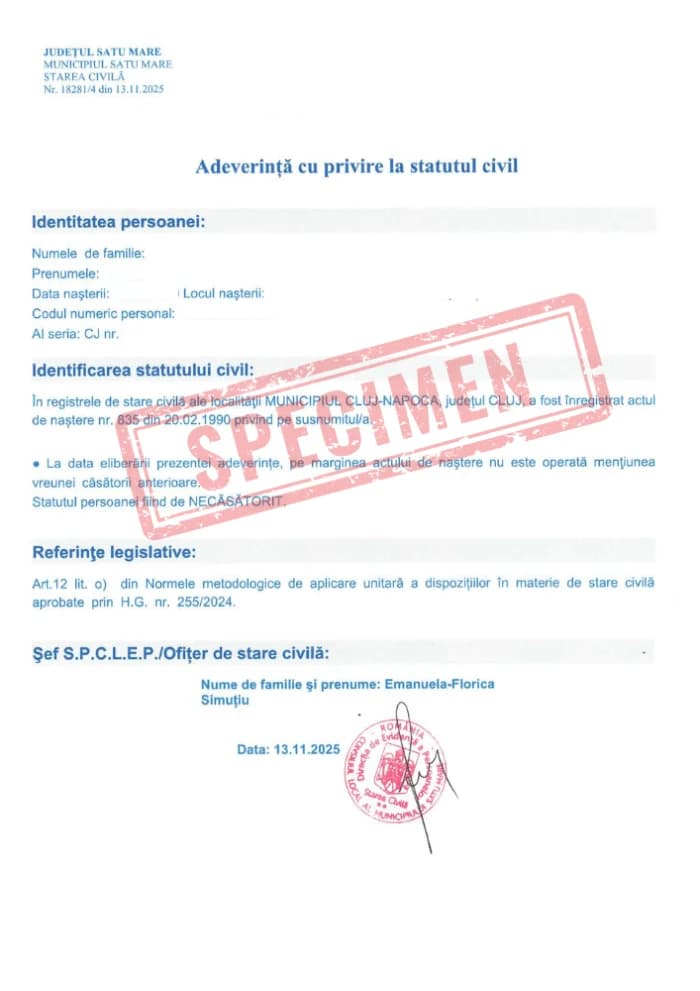 Certificat de Celibat