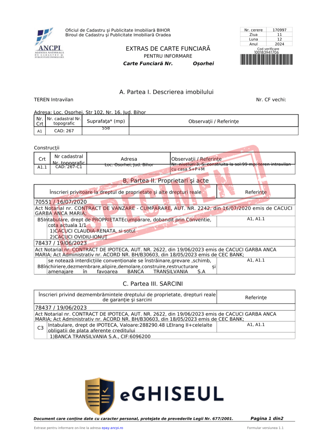 Extras Carte Funciară